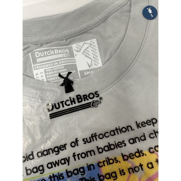 Dutch Bros Coffee Men T-Shirt S Gray Logo Smiley Face Graphic Short Sleeve Tee - Picture 2 of 3